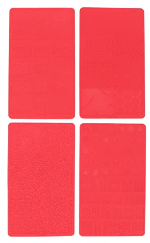 Juego de Moldes de Arte de Uñas, 4pcs 3D Reliefle Plantilla de Impresión de Uñas Salón Diy Silicona Suave Tallado de Uñas Moldura de Arte de Uñas de Silicona para Belleza Nail Art DIY