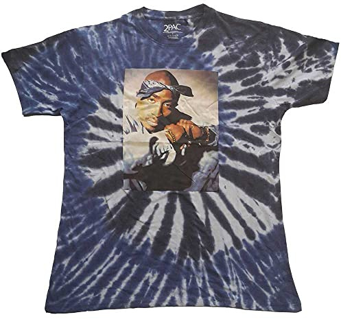 Tupac T Shirt 2PAC Blue Photo Swirl Logo Official Unisex Tie Dye Blue S