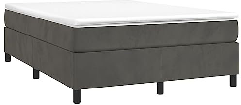 vidaXL Bettgestell, Polsterbett Bett für Schlafzimmer, Bettrahmen mit Lattenrost Stützbeinen, Schlafzimmerbett Doppelbett, Dunkelgrau 140x190cm Samt