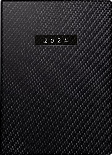 rido/idé Tageskalender „Carbon“ Modell Technik III 2024 1 Seite = 1 Tag Blattgröße 10 x 14 cm schwarz