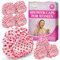 SOL 8pk Shower Caps for Women UK, Red Polka Dot Design, Waterproof Reusable & Disposable Bath Hat, Durable Plastic, Stretchable Elastic for All Hair Types, Travel-Friendly, Keeps Hair Dry & Protected