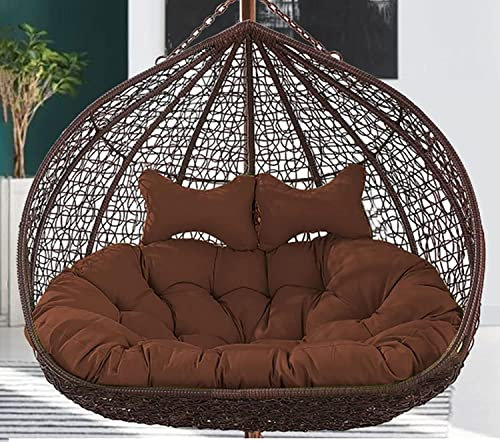 CAZARU Without Stand Thickening 2 Persons Seater Hanging Egg Swing Seat Cushion Washable For Garden,Hammock Chair Cushions,Double Swing Chair Cushion-D 140x110cm
