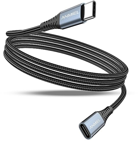 ANMIEL USB C Extension Cable 2M USB C to USB 3.2(10Gbps) Male to Female Extension 100W/5A Fast Charging/Audio Data Transfer Compatible with USB C Hub/Dell XPS/MacBook/iPad Pro/Magsafe Charger(Gray)
