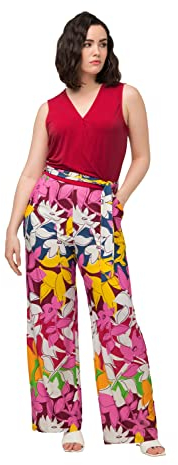 Ulla Popken Damen große Größen Übergrößen Plus Size Jersey-Overall, weites Bein, Gürtel, V-Ausschnitt, ärmellos Lychee 52 819037530-52