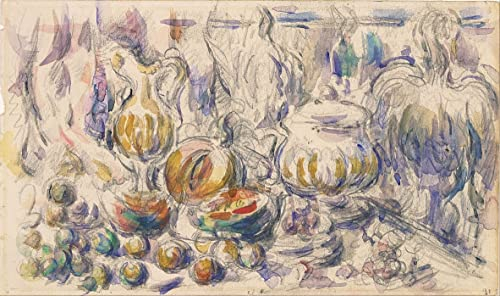 KOKITS Impression Sur toile Moderne Affiche De Arts Peinture célèbre Pot et Soupière par Paul Cézanne pour Salon 60x90cm
