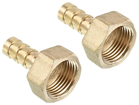 PATIKIL Tuyau Cannelé Raccord Droit 8mm Barbelé G3/8 Femelle Filetage, 2 Lot Laiton Mini Tuyau Connecteur, Jaune