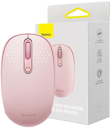 MOUSE Baseus PC sau NB wireless, 2.4GHz si Bluetooth, optic, 800/ 1200/1600 dpi,butoane/scroll 3/1, roz,B01055503413-00 (timbr