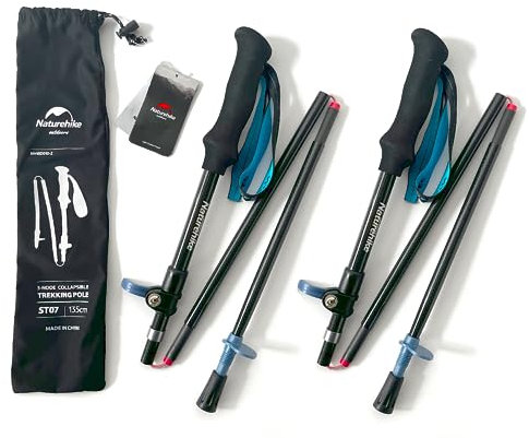 Tofern Wanderstöcke Teleskop Faltbar Carbon Verstellbar, Nordic Walking Stöcke für Kind & Erwachsene, mit Gummipuffer, Ultraleicht, 115-135cm