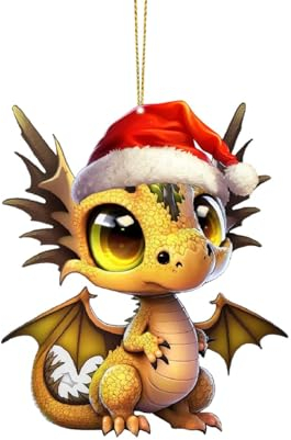 Yunyahe Christbaumschmuck Weihnachtsdeko 1 STÜCK 2D Cartoon Niedlicher Drache Weihnachten Acryl Ornament Weihnachtsbaum Dekoration Anhänger Weihnachtsschmuck Auto Urlaub Ornament Auto (C, One Size)