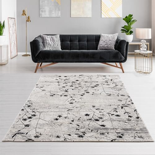 Carpido Hochwertiger & vielseitiger Teppich Antonia - moderner Kurzflorteppich - Wohnzimmerteppich - Schlafzimmerteppich - 133x190cm - schwarz