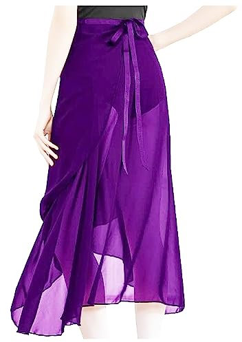 Baisdan Donne Lunghezza Chiffon Gonna Danza Classica Tango Moderno Sala da Ballo Gonna in Tulle Viola