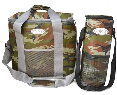 BETTER WITH FRIENDS XXXL Camuflaje Bolsa 30L Almuerzo aislada Nevera Militar y 2L Botellas Enfriador Picnic Bolsa Fresca, fría, Pesca, Camping, Caza, Bolsas congelador, Comida, Agua, envase. 10+1.5