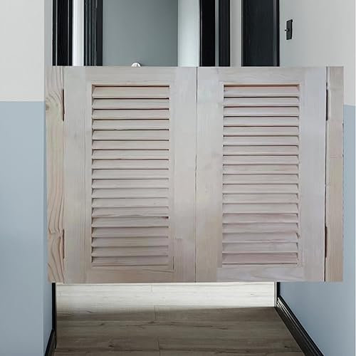 ErWaad Western-Stil-Cowboy-Tür-Trenntür, Saloon-Schwingtür aus unlackiertem Holz mit halber Taille, automatisch schließende Zwei-Wege-Doppeltüren (Größe: B125 x H90 cm (49 3/16 x 35 7/16))