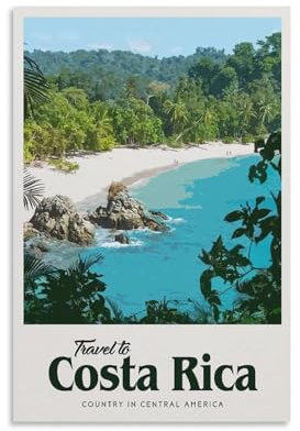 Jdheeh Vintage-Poster auf Leinwand, Motiv: Costa Rica, Wanddekoration, Poster, 20 x 30 cm