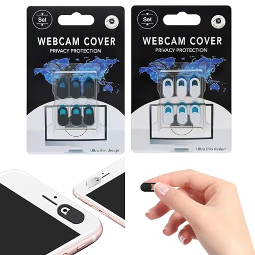 Manuale Webcam Cover, 12 Pezzi 0.7MM Plastica Scorrevole Webcam Cover, Ultra Sottile Webcam Copri Slider, Protezione Privacy e Sicurezza, per Laptop,PC Portatile Phone Tablet & Smartphones-Nero+Bianco
