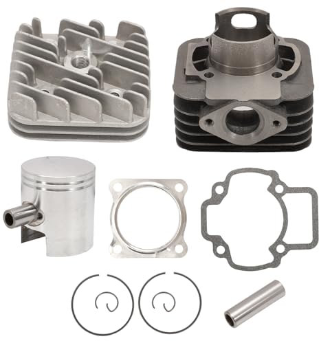Anlseiod KT00086 Gruppo termico cilindro Evolution 70cc D.48 PIAGGIO AC ARIA SP.12 GHISA in ghisa raffreddato ad aria per motori Piaggio Gilera, 6 travasi con scarico ellittico e testa monopezzo
