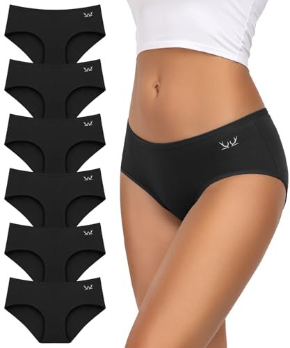 TANSTC Damen Baumwoll Hipster Slips – 6er-Pack, Niedrige Taille, Stretch & Atmungsaktive Sportunterwäsche - Damen Slips L