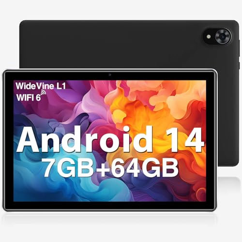 DOOGEE U9 2024 Newest Android 14 Tablet - 10 HD IPS Screen, 7GB RAM, 64GB ROM, 1TB TF, Bluetooth 5.0, WIFI 6, OTG, Type C, 3.5mm Headphone Jack - Black