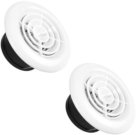 XINRUI 2 Rejillas de ventilación de Techo de ABS Ajustables y Redondas, Cubierta de conducto con Malla Ajustable for baño, Cocina, Oficina, ventilación de Habitaciones, Color Blanco(100mm)