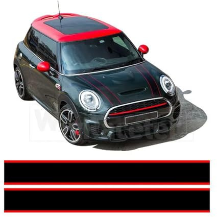 CTLTSRX Auto Motorhaube Aufkleber Motorabdeckung Rally Line Motorhaube Streifen Aufkleber, für MINI Cooper R55 R56 R57 R58 R59 R60 R50 R52 R53 F54 F55 F56 F60