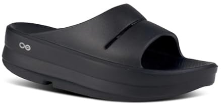 OOFOS OOmega Women's Recovery Slide Sandals - Lightweight Recovery Footwear Reduces Stress on Feet, Joints & Back Machine Washable, Black, 4 UK