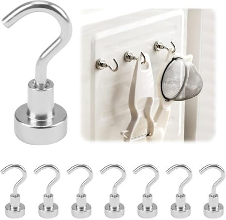 Magnetic Hooks, 15 Packs Magnetic S Hooks Heavy Duty Magnetic Hooks Load Capacity 8 KG/17.6 lb Suitable for Cruise Cabins,Fridge,Van,Kitchen Furniture Application,Ceiling Office Small Magnetic Holder