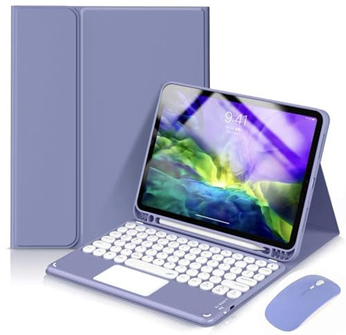 JZCZMCE Funda con Teclado para Samsung Galaxy Tab S7 11'' 2020/S8 11'' 2022, Contiene Ñ, Teclado Inalámbrico Desmontable Magnético con Ratón Bluetooth,Dark Purple