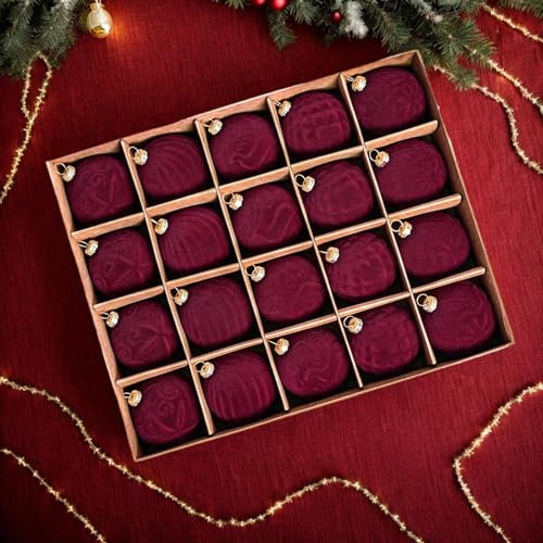 20 Piezas De Bolas De Navidad De Terciopelo | Bolas Flocadas | Bolas De Terciopelo | Bolas De Navidad De Terciopelo | Adornos De Bolas De Navidad | Bolas Burdeos para Adornos Colgantes De Árboles