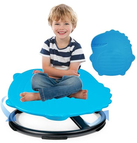 UHCEMT - Sensory Swivel Chair for Autistic Kids ADHD Autism Swivel Chair Body Coordination Metal Base Non Slip Sit and Spin Toys for Kids (Blue)
