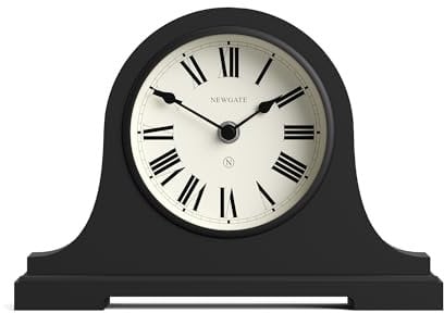 NEWGATE® Broadway Kaminsims Uhr | Klassisches Design des Napoleonhutes | Schwarz | Römische Ziffern | Traditioneller Stil für Schreibtisch, Tischplatte, Regal oder Nachttisch