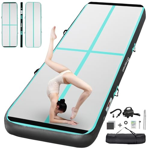 FBSPORT Airtrack Matte,10/20cm Hoch Verdicken 2/3/4/5/6 M Tumbling Matte,Gymnastikmatte mit Luftpumpe,Trainingsmatte mit Tragetasche,Turnmatte für Zuhause, Outdoor,Yoga, Übungsgymnastik usw