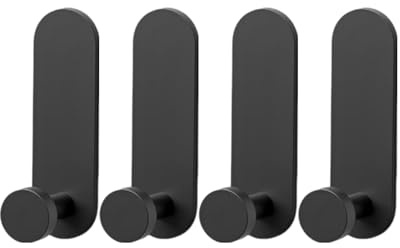 EVERGREEN TREES No-Drill Wall Hooks Heavy Duty 33LB - 2/4 Pack Rustproof Adhesive Hooks for Bathroom Shower, Kitchen, Wreath Door - No Damage Self Stick Hangers (Black,4)