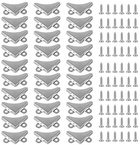 Nicear Kit de 30 supports d'angle pour miroir, support d'angle pour tableau mural, clip de fixation pour miroir en métal nickelé avec trous de vis 30 mm x 30 mm x 5 mm