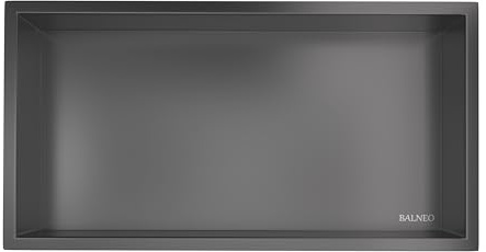 Balneo Doccia a parete – Wall Box One Gun Metal – Moderno ripiano doccia in acciaio inox – Rivestimento in teflon resistente ai graffi, resistente all'umidità – ideale per doccia, bagno, igienico – 60
