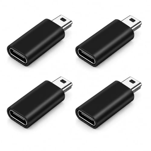 4PCS USB C auf Mini USB Adapter, mini usb auf usb c für Lade- und Datennutzung, Typ-C Buchse auf Mini USB Stecker Konverter für Digitalkameras, MP3-Player, GPS, Recorder, Navigation, tragbare