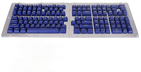 132 Tasten PBT-Tastenkappen, OEM-Höhe mechanische Tastatur-Tastenkappen, sekundäre Spritzguss-Matt-Oberfläche DIY-Tastenkappen-Set für 61- bis 108-Tasten-Gaming-Tastaturen (Blaue gelbe Buchstaben)
