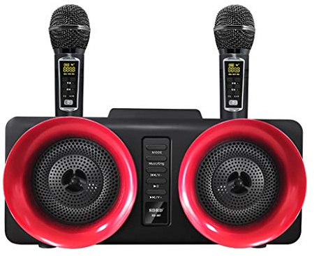 Portable Family System Two Microphones With 30w Stereo tooth Speaker Condenser Microphone | Svart