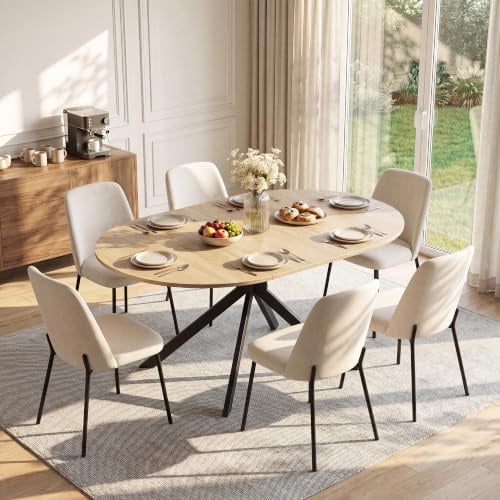 APICIZON Esstisch Ausziehbar, Esstisch 110-150 x 76cm für 4-6 Personen | Küchentisch, Esstisch Rund Ausziehbar, Esszimmertisch, Esstisch Oval, Dining Table für Küche, Esszimmer und Wohnzimmer, Eiche