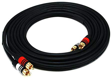 Monoprice Cable de audio premium de dos canales, 12 pies, negro, 2 conectores RCA a 2 conectores RCA 22AWG, macho a macho