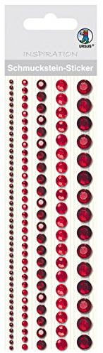 Ursus 75020003 - Schmuckstein Sticker, Bordüren, rund, rot, 5 Stück in verschiedenen Größen, selbstklebend, einfach von der Folie abzuziehen, in verschiedenen Farbtönen