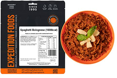 EXPEDITION FOODS Spaghetti Bolognese (Double Serving / 1000KCAL) | Freeze-Dried Camping & Hiking Food