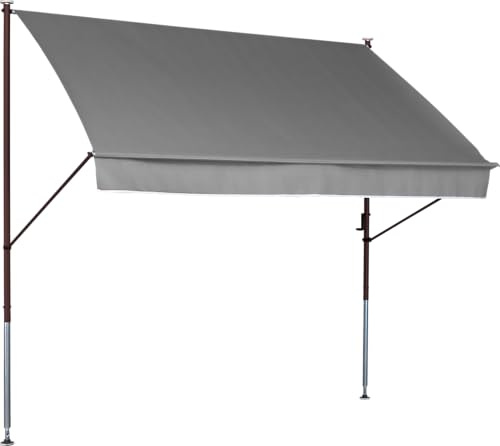 ANGERER Klemmmarkise Style hellgrau, 250 cm | Markise für Sonnenschutz, Montage ohne Bohren, ideale Balkonmarkise für Mietwohnungen, Made in Germany, waschbarer Stoff