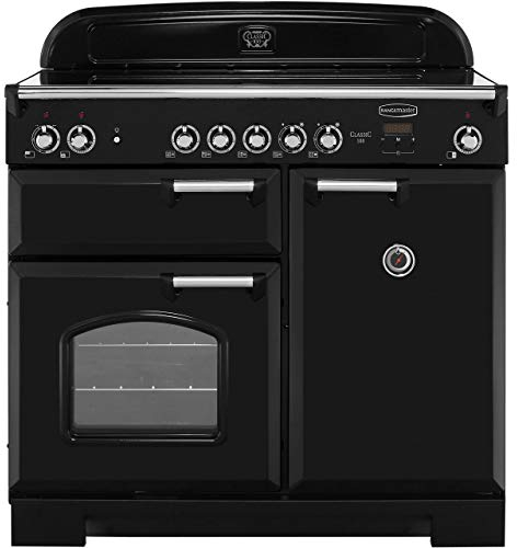 Rangemaster Classic CLA100ECBL/C 100cm Electric Range Cooker with Ceramic Hob - Black/Chrome - A/A Rated