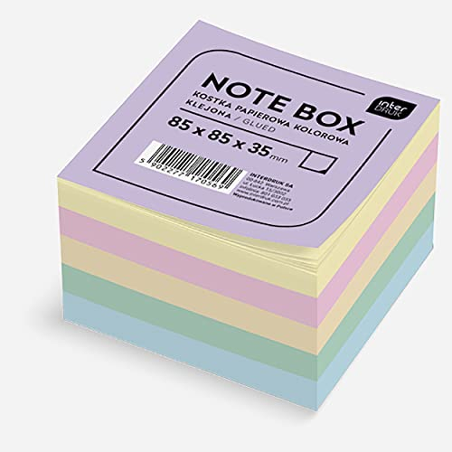 Interdruk Zettelklotz - Notizklotz - 85 x 85 x 35 mm - Circa 350 Geleimt Blätter - Mehrfarbig