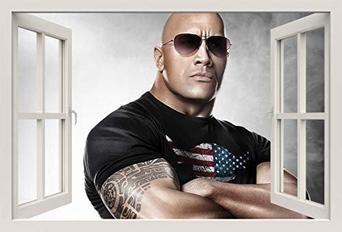 Unified Distribution Ballers - Spencer Strassmore -Dwayne Johnson - Wandtattoo mit 3D Effekt, Aufkleber für Wände und Türen Größe: 92x61 cm, Stil: Fenster