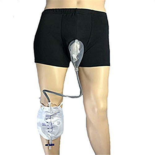 WGE Colector de orina portátil de 500 ml de Calzoncillos de Hombre con colección de orina a Prueba de derrames para incontinencia de orina,M