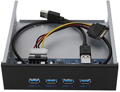 Concentrador de Panel Frontal USB 3.0, Unidad óptica Placa de Expansión de Computadora de Panel de 5,25 pulg Panel Frontal CD ROM Controlador Hub PCI-E a 4 Interfaces, Compatibles con USB 2.0/1.1