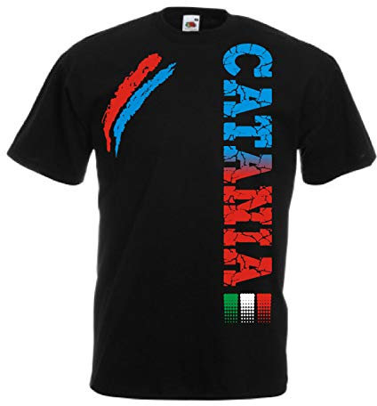 Vestipassioni t-Shirt Catania Maglietta Ultras Tifosi Anche per Bambini(M, Nero)