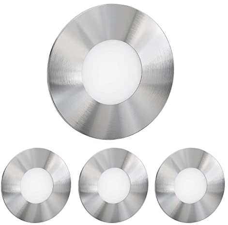 ledscom.de 4 Stück LED Treppenlicht/Wandeinbauleuchte FEX für innen und außen, rund, edelstahl, 85mm Ø, kaltweiß