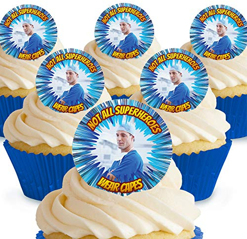 Cakeshop 12 x Personalisable/Custom Stay at Home #StayAtHome Edible NHS Doctor Nurse Cupcake Toppers/Cake Decorations - Precut Premium Wafer Paper